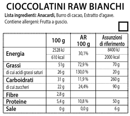 Cioccolatini Raw bianchi